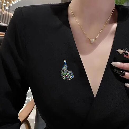 Just Follow Fashion Exquisite Exaggerated Large Peacock brooches pin for women Phoenix Brooch Pins Color Rhinestone Crystal Bird Animal Brooches Lapel Pins Wedding Christmas Birthday Jewelry Gift in Saudi Arabia