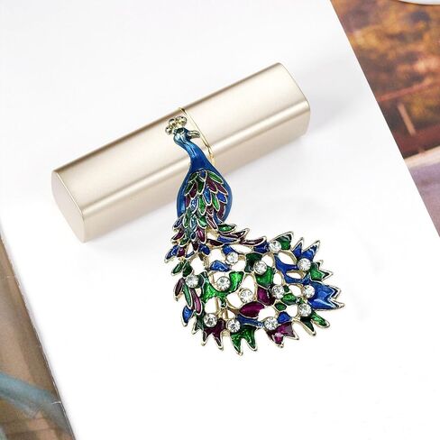 Just Follow Fashion Exquisite Exaggerated Large Peacock brooches pin for women Phoenix Brooch Pins Color Rhinestone Crystal Bird Animal Brooches Lapel Pins Wedding Christmas Birthday Jewelry Gift in Saudi Arabia