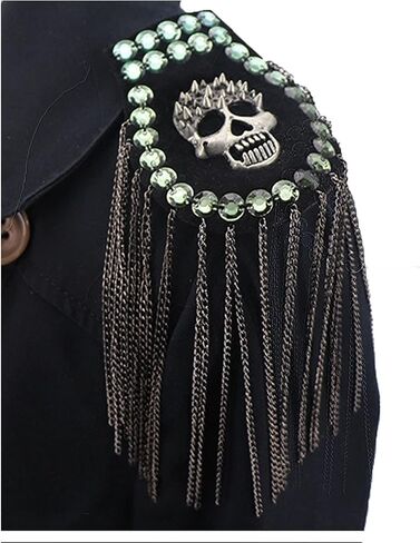 Tassel Skull Shoulder Epaulets Rhinestone Shoulder Board Costume Punk Shoulder Badge Uniform Accessories 1 Pairs in Saudi Arabia