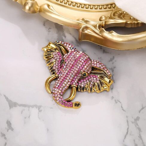 BriLove Fashion Stunning Crystal Rhinestone Animal Elephant Head Brooch Pins for Women Party Prom in Saudi Arabia