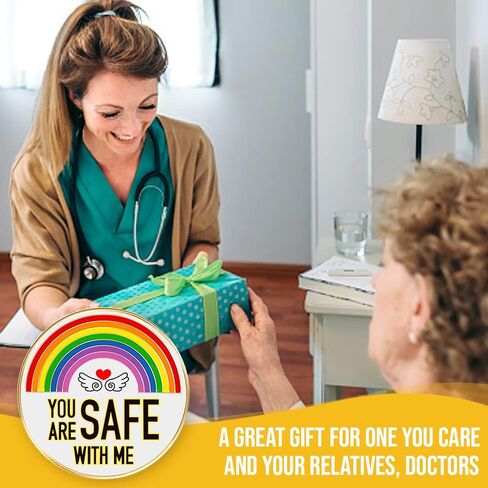 أنت آمن معي، دبابيس المينا فخر للطبيب والممرضة وطلاب الطب بروش دبابيس طية صدر السترة، دبابيس قوس قزح للملابس وحقائب الظهر والقبعات دبوس هدية in Kuwait