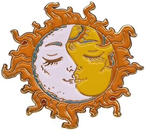 Yin Yang Sun Enamel Brooch Sun moon Day night Lapel Pin Sun Brooch Pin Collar Badge Cartoon Daily Life Decor Enamel Brooch Pin in Kuwait
