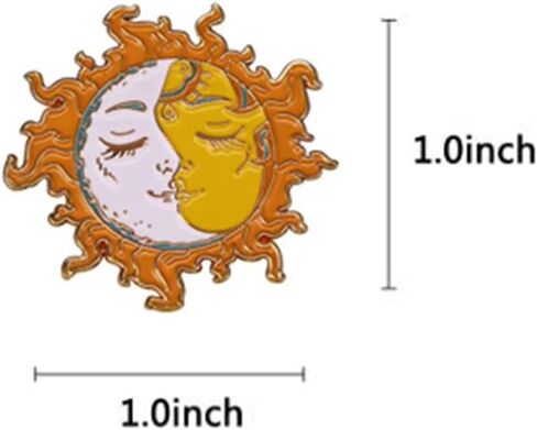 Yin Yang Sun Enamel Brooch Sun moon Day night Lapel Pin Sun Brooch Pin Collar Badge Cartoon Daily Life Decor Enamel Brooch Pin in Kuwait