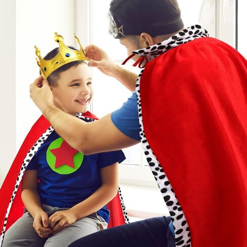 3 Pcs King Cape Costume Set Medieval King Robe Cape Regal Crown Scepter for Unisex Adult Kid Cosplay Party in Saudi Arabia