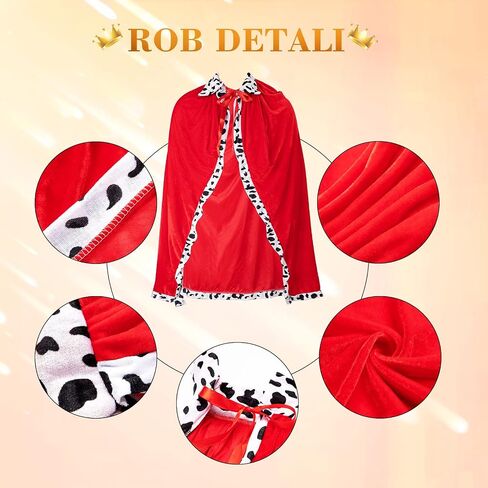 3 Pcs King Cape Costume Set Medieval King Robe Cape Regal Crown Scepter for Unisex Adult Kid Cosplay Party in Saudi Arabia