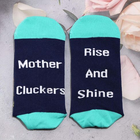 G2TUP 2 Pairs Crazy Chicken Lady Gift for Chicken Lovers Chicken Mom Socks Rise And Shine Mother Cluckers Gift in Saudi Arabia
