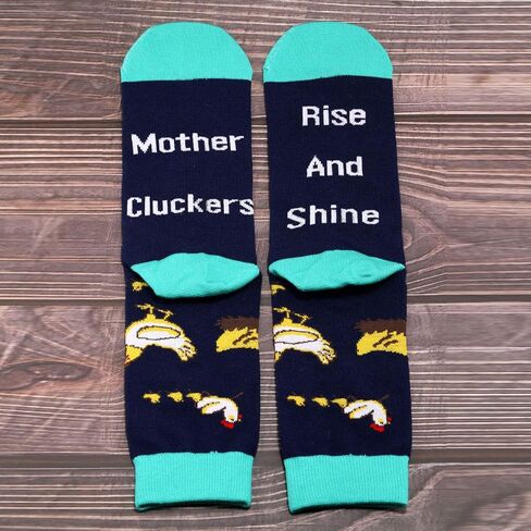 G2TUP 2 Pairs Crazy Chicken Lady Gift for Chicken Lovers Chicken Mom Socks Rise And Shine Mother Cluckers Gift in Saudi Arabia