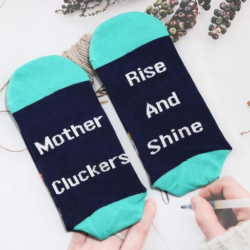 G2TUP 2 Pairs Crazy Chicken Lady Gift for Chicken Lovers Chicken Mom Socks Rise And Shine Mother Cluckers Gift in Saudi Arabia