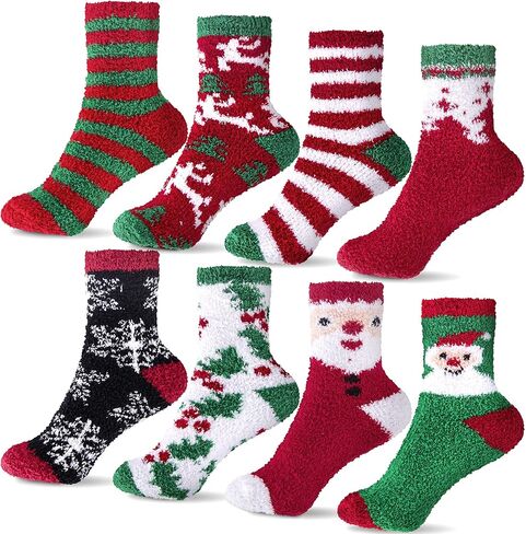 Duufin عيد الميلاد الجوارب سانتا إلك ندفة الثلج عيد الميلاد رقيق الجوارب الدافئة غامض الجوارب الشتوية للنساء والفتيات in Kuwait