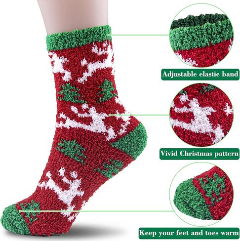 Duufin عيد الميلاد الجوارب سانتا إلك ندفة الثلج عيد الميلاد رقيق الجوارب الدافئة غامض الجوارب الشتوية للنساء والفتيات in Kuwait