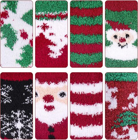 Duufin عيد الميلاد الجوارب سانتا إلك ندفة الثلج عيد الميلاد رقيق الجوارب الدافئة غامض الجوارب الشتوية للنساء والفتيات in Kuwait