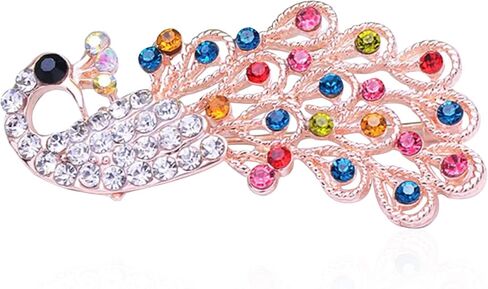 Just Follow Fashion Exquisite Exaggerated Large Peacock brooches pin for women Phoenix Brooch Pins Color Rhinestone Crystal Bird Animal Brooches Lapel Pins Wedding Christmas Birthday Jewelry Gift in Saudi Arabia