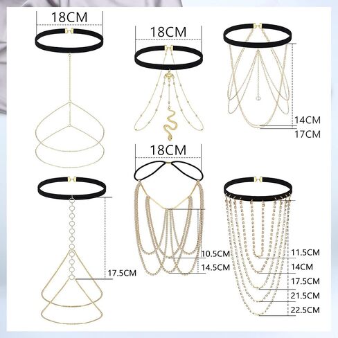 FASACCO 6-8 قطعة سلسلة الأفعى الساق سلسلة الفخذ للنساء الطبقات كريستال بوهو الجسم سلاسل حفلة الصيف الشاطئ الفخذ الجسم سلسلة مجوهرات in Kuwait