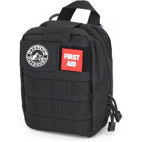 The Brazos First Aid Survival Kit, 250 Pieces, Hiking & Camping Essentials, Survival Gear and First Aid Combo for Emergency Preparedness, Lightweight, Portable, Tactical Clips & Closures, Black
