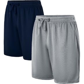 Facitisu Men Athletic Shorts with Pockets Lightweight Activewear Elastic Waistband Quick Dry Gym Running Shorts