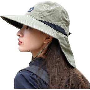 Sun Hats for Women Men Packable, Wide Brim Womens Sun Hat UPF 50+, Summer Hiking Fishing Travel Men Beach Hats with Neck Flap