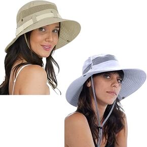 2-Piece Adjustable Sun Protective Hat for Men and Women Bundle