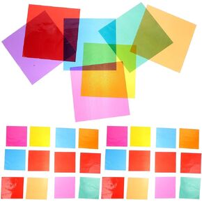 VILLCASE Cellophane Sheets 84 Sheets 10x10cm 7 Colored Cellophane Wrap Cello Sheets Cellophane Paper Transparent Paper for Diy Arts Crafts Decoration