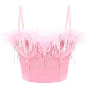 Testudineus Women Sexy Tassel Chain Bustier Corset Crop Top Adjustable Cage Bra Vest for Festivals, Raves, Clubwear