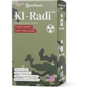 EarthNutri KI-Radi™ Potassium Iodide Tablets 65 mg (20 Tablets) in Foil-Foil Blister Seal Packaging - Potassium Iodine Tablet Supplement