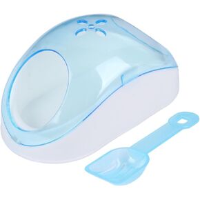 Small Pets Supplies Small Pet Chinchilla Hamster Sand Bath Room House Plastic Bathroom Container with Bath Sand Filter Scoop (Sky- Blue, Random Scoop Color)