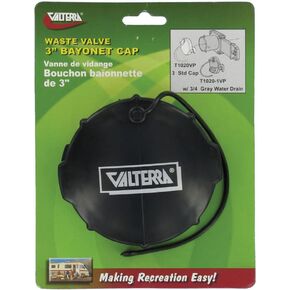 Valterra T1020VP Waste Valve Cap - 3" Bayonet, Black