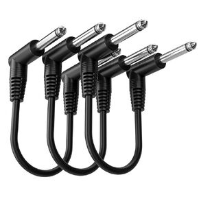 VKheroKV GP-ME2E-N Guitar Patch Cable Guitar Effect Pedal Cables，6.35MM 1/4'' Right-Angle TS Male Connector for Microphone Amp/Amplifier Mixer. GP-ME2E-N (6inch-3pack, Black)
