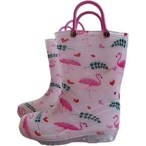 TeTii Toddler Rain Boots, Kids Rain Boots for Boys and Girls with Easy-On Handles Lightweight and Waterproof