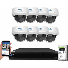 GW Security 8MP 4K Security Camera System with AI Face/Human/Vehicle Detection, 8 Channel DVR and 8 x 8MP Outdoor/Indoor HD-TVI Coaxial CCTV Dome Camera, Smart AI Alert & Playback