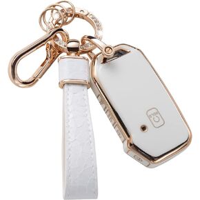 Muzizyq لغطاء مفتاح Kia Key Fob، غطاء حافظة مفاتيح متوافق مع Kia Cerato Ceed Forte NIRO Sorento Seltos Sportage Soul Telluride واقي المفتاح الذكي عن بعد، أبيض