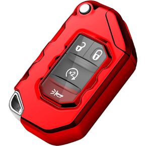 Tukellen for Jeep Key Fob Cover Premium Soft Full Protection Key Shell Key Case Compatible with Jeep 2020 2021 Gladiator JT Sahara JLU 2018-2021 Jeep Wrangler JL JLU Rubicon(Blue)