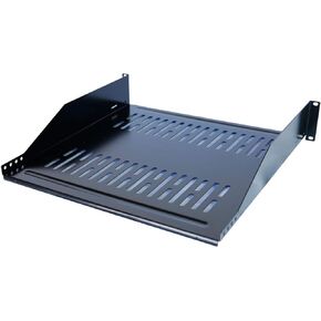 RAISING ELECTRONICS 1 Pack 19inch Vented Steel 2 Space 2U Rack Mount Cantilever Network Shelf 18inch Deep