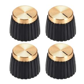 uxcell 4pcs Potentiometer Knob Style Amplifier Replacement Knob Black with Gold Cap Volume Control Knob