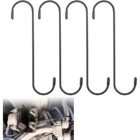 Crynod 4 PCS Automotive Brake Cylinder Hook, S-Type Replacement Brake Caliper Hanger Hook with Rubber Head, Multi-Functional Practical Accessory, Compatible with Many Types of Vehicles (Black)