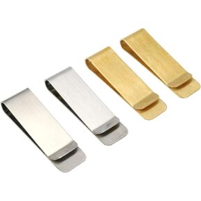 LC LICTOP 4pcs Metal Money Clip, Stainless Steel Clip Brass Clip Set for Cash and Credit Cards, Brass Banknote Clip, Credit Card Holder, Wallet Credit Card Holde