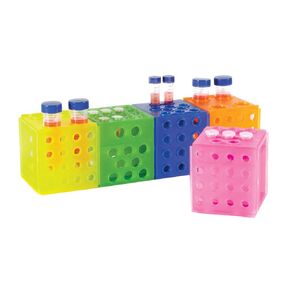 Heathrow Scientific HS29050A CubeTube Rack, 5 Units Interlocking, Polypropylene, Assorted Colors Blue, Green, Pink, Yellow, Orange (Pack of 5)