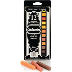 Derwent Alphacolor Soft Square Pastels, Earth Tones, 12 Pastels per Set (145011)