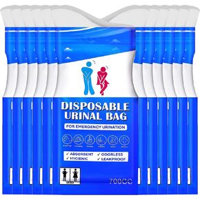 Disposable Urinal Bag, Portable Urine Bag, Portable toilet for adults, Unisex Urinal Bag for Men Women Children, Emergency pee/wee bags, vomit bags for Car, Traffic Jams, Camping, Travel (Blue, 6)