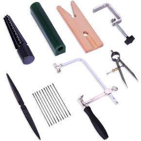 Jewelry Wax Ring Making Casting Tool Kit Jewelers Ring Wax Carving Tools Wax Ring Sizer Wax Tube File Jewelry Ring Saw Frame with Blades 144 PCS Jewelers Bench Pin Clamp