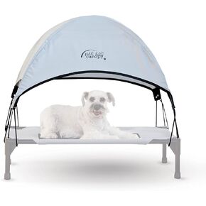 K&H Pet Products Outdoor Elevated Dog Cot Canopy, Cooling Sun Tent Shades Pets, Washable, Water-Resistant, Designed to Fit K&H Large Elevated Dog Cots (Sold Separately) - Large 42 X 30in Gray