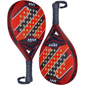 NVT Carbon Fiber Padel Racket- Paddle Racket Lightweight Design with Comfortable Grip- All-Weather Resistant - Hybrid Glass Fiber and Carbon Fiber Padel Racket Head