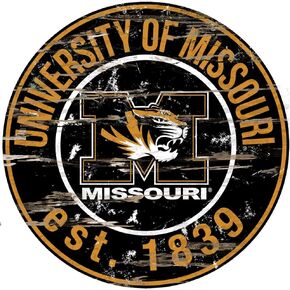 Fan Creations Sign University of Missouri Distressed Round, Multi