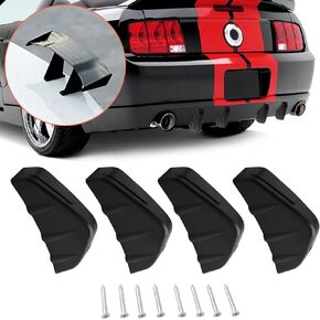 Car Body Spoiler, Car Diffuser Spoiler, 4Pcs Universal Car Rear Bumper Diffuser Molding Shark Fin Spoiler Protector Cover Front Lip Diffuser Kit, Mini Trunk Spoiler of Gift 1Pcs(Black)