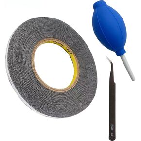 1mm LED Screen Repair Adhesive Tape 50m Long Thin Double Side Tape with Tweezers and Dust Blowing Balloon for Cell Phone, Pad, Tablet, Laptops, SLR Camera LCD Screen Repair (1mm Adhesive Tape Kit)