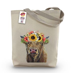 Highland cow Tote Bag - Highland cow Lover Gift - Highland cow Totes -Handmade Totes - Cow Canvas Totes - Scottish Highland Reusable Shopping Bag - Gifts for Mom - Grocery Bag - Handbag - Beach Bag