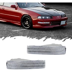 TurningMax For 1992 1993 1994 1995 1996 Honda Prelude Front Bumper Outer Turn Signal Lights Housing Clear Lens