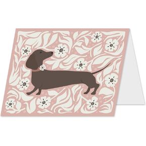 Koko Paper Co Dachshund Blank Note Cards | 15 Folded Note Cards with 15 French Gray Envelopes (30 Count Total) | Printed on Premium Card Stock
