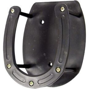 Intrepid International Plastic Horseshoe Lick Block Holder - Secure Salt Block Holders for Horses, Goats, Deer and More, Durable Black Design for Stable and Barn Use