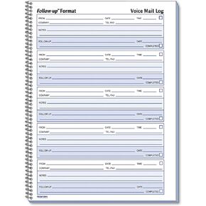 Rediform Voice Mail Message Log, 8 x 10-5/8, 500 Sets/Book
