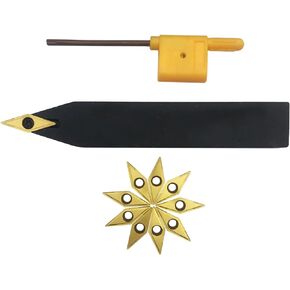 5/8" Indexable Metal Lather Turning Tool Holder Boring Bars SVVCN1616H11 with VCMT110304/VCMT32.51 Carbide Turning Inserts,VCMT Insert Mutilayer Coated CNC Lathe Replacement Cutters Inserts